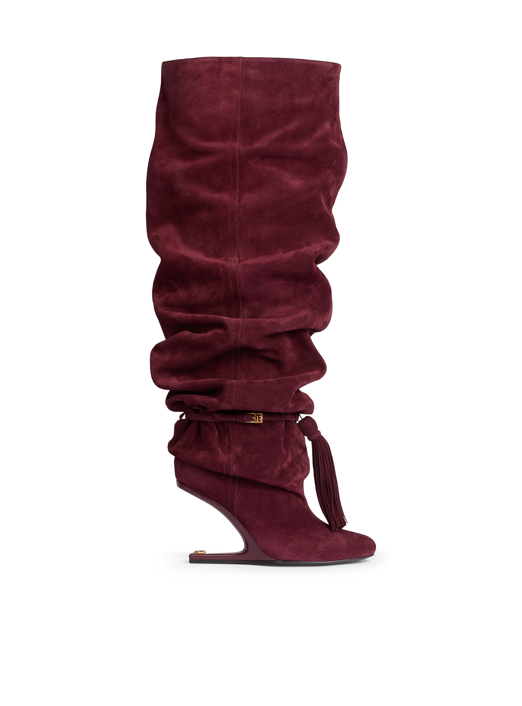 Cuissardes &ldquo;No Wedge&rdquo; con pompon in pelle scamosciata