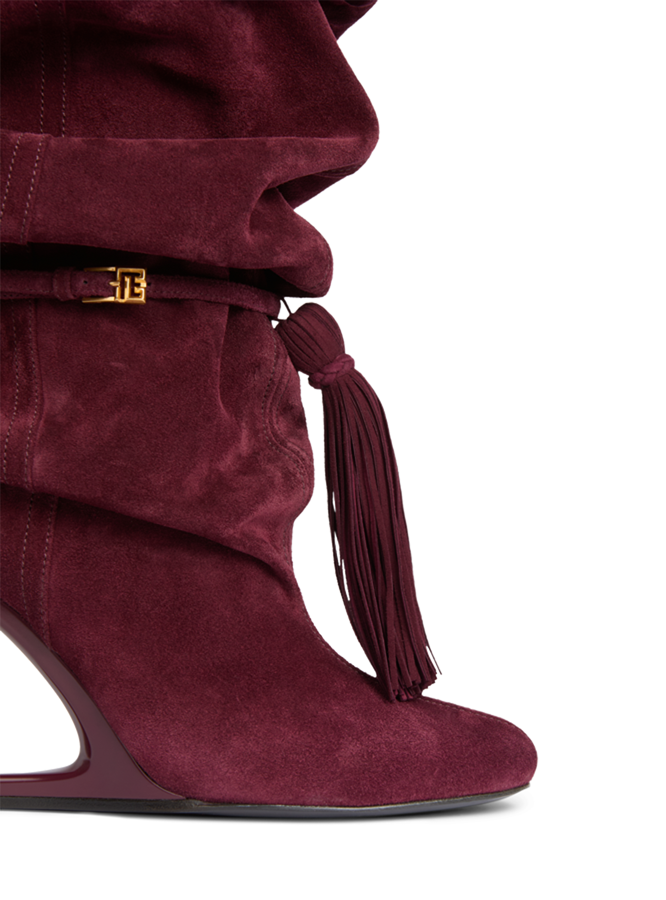 Cuissardes &ldquo;No Wedge&rdquo; con pompon in pelle scamosciata