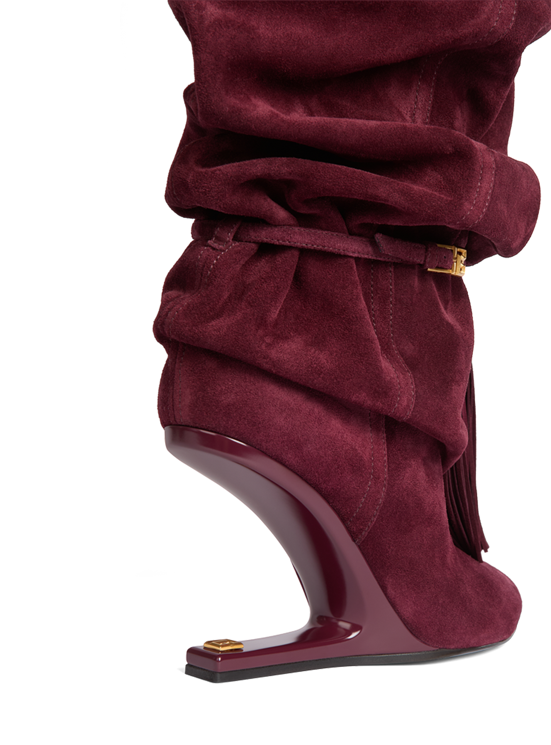 Cuissardes &ldquo;No Wedge&rdquo; con pompon in pelle scamosciata