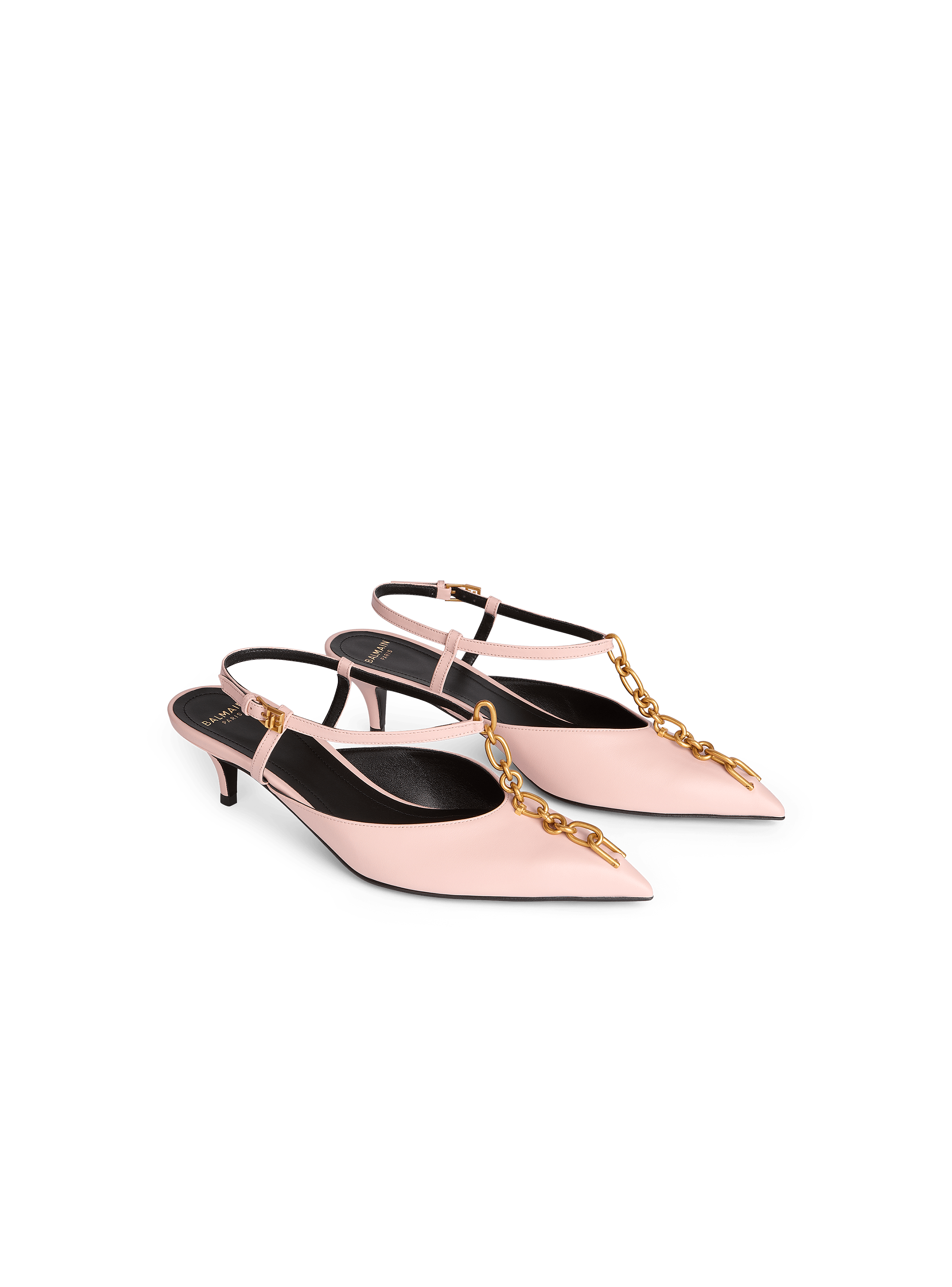 Slingback Sync con tacco in pelle e catena