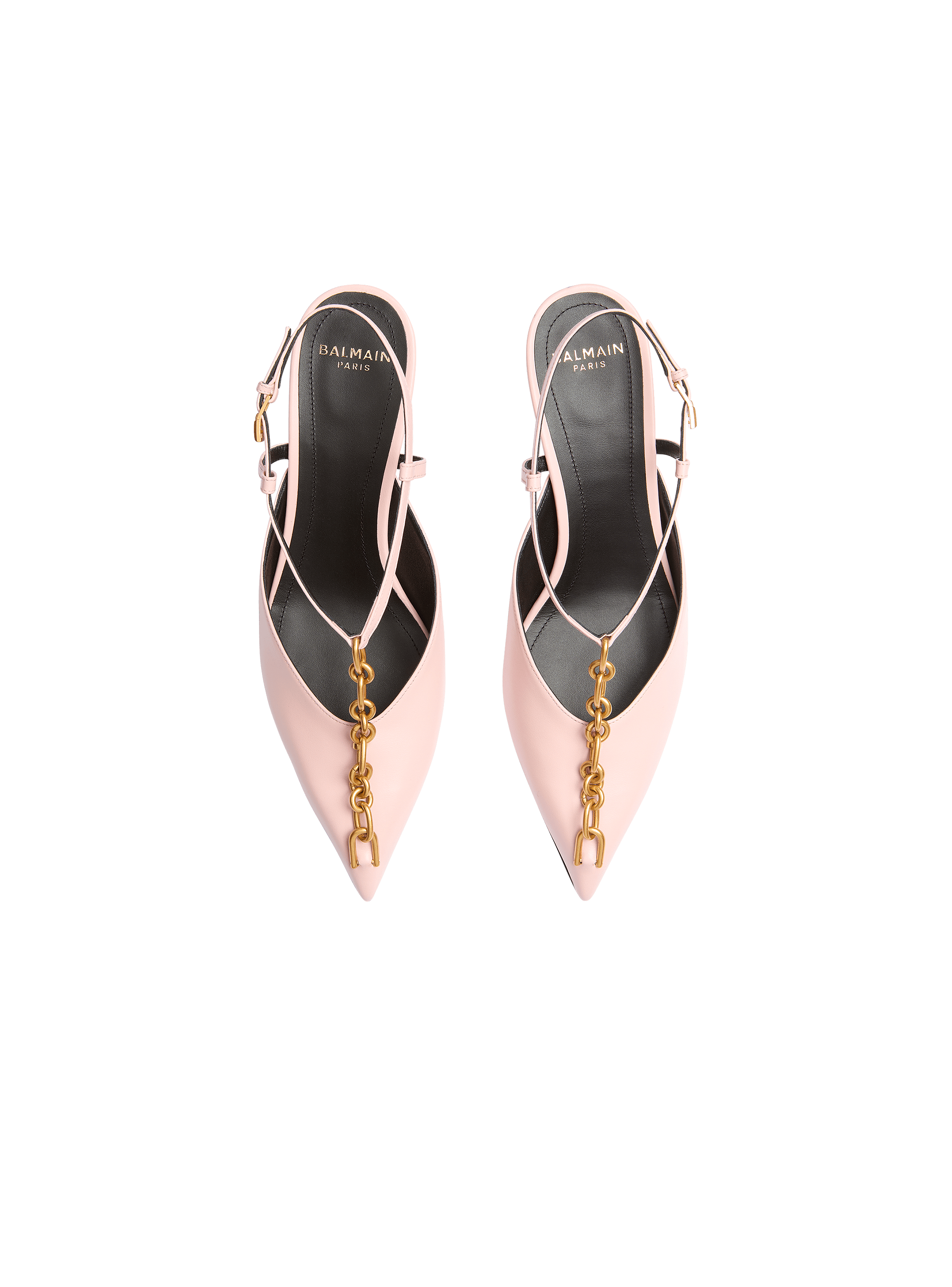 Slingback Sync con tacco in pelle e catena