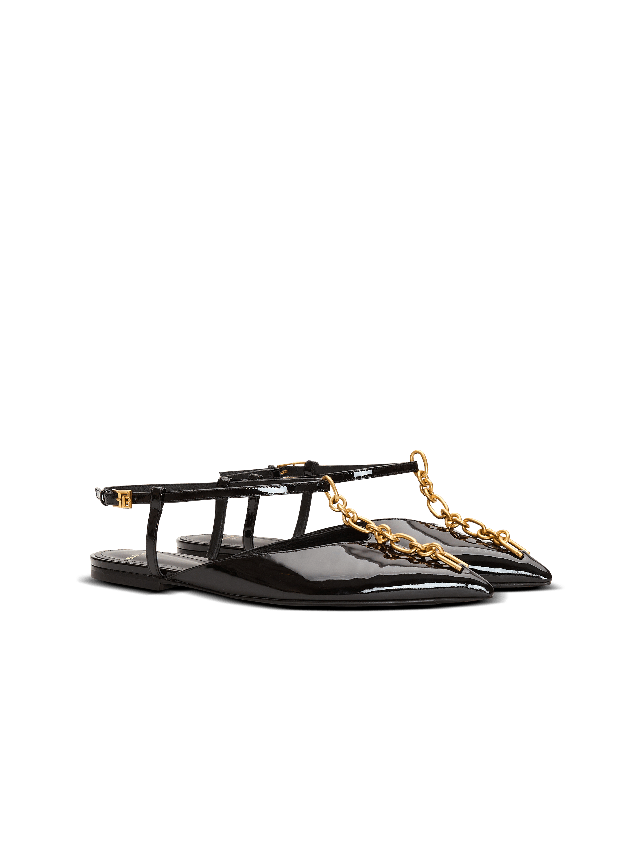 Sync chain sandals in patent leather