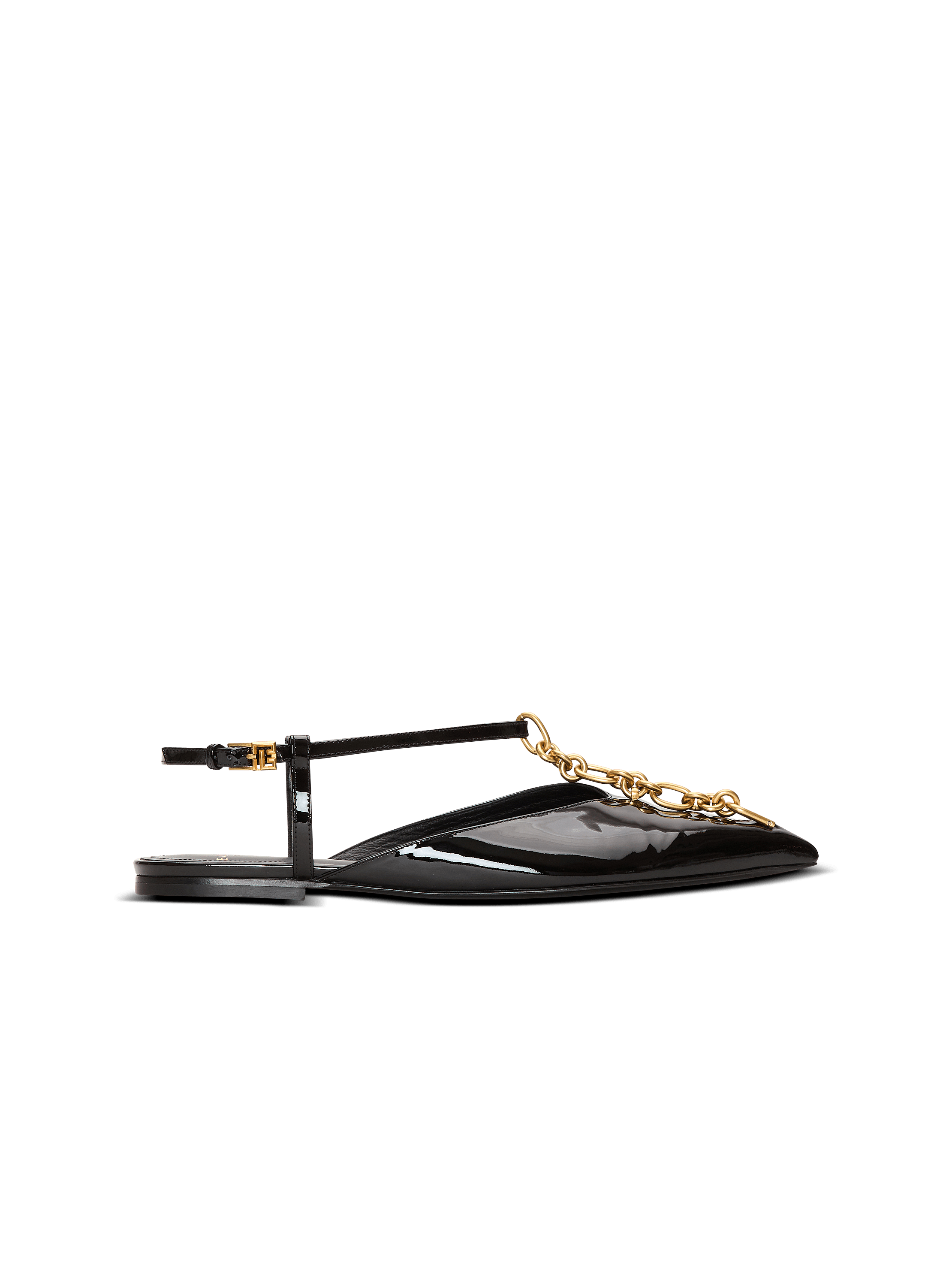 Sync chain sandals in patent leather
