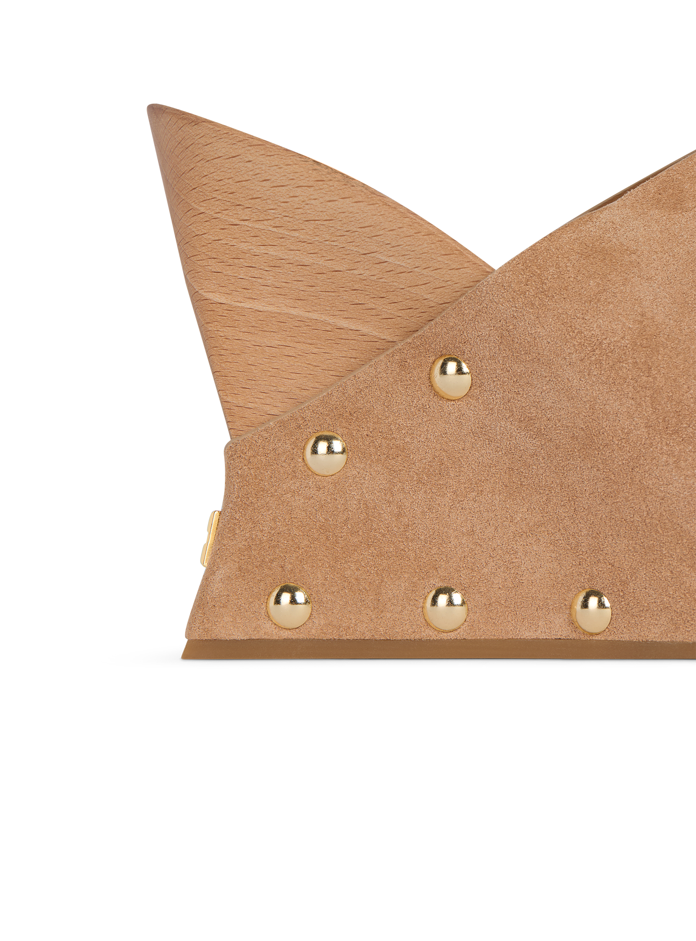 Wedge clogs in wood and suede