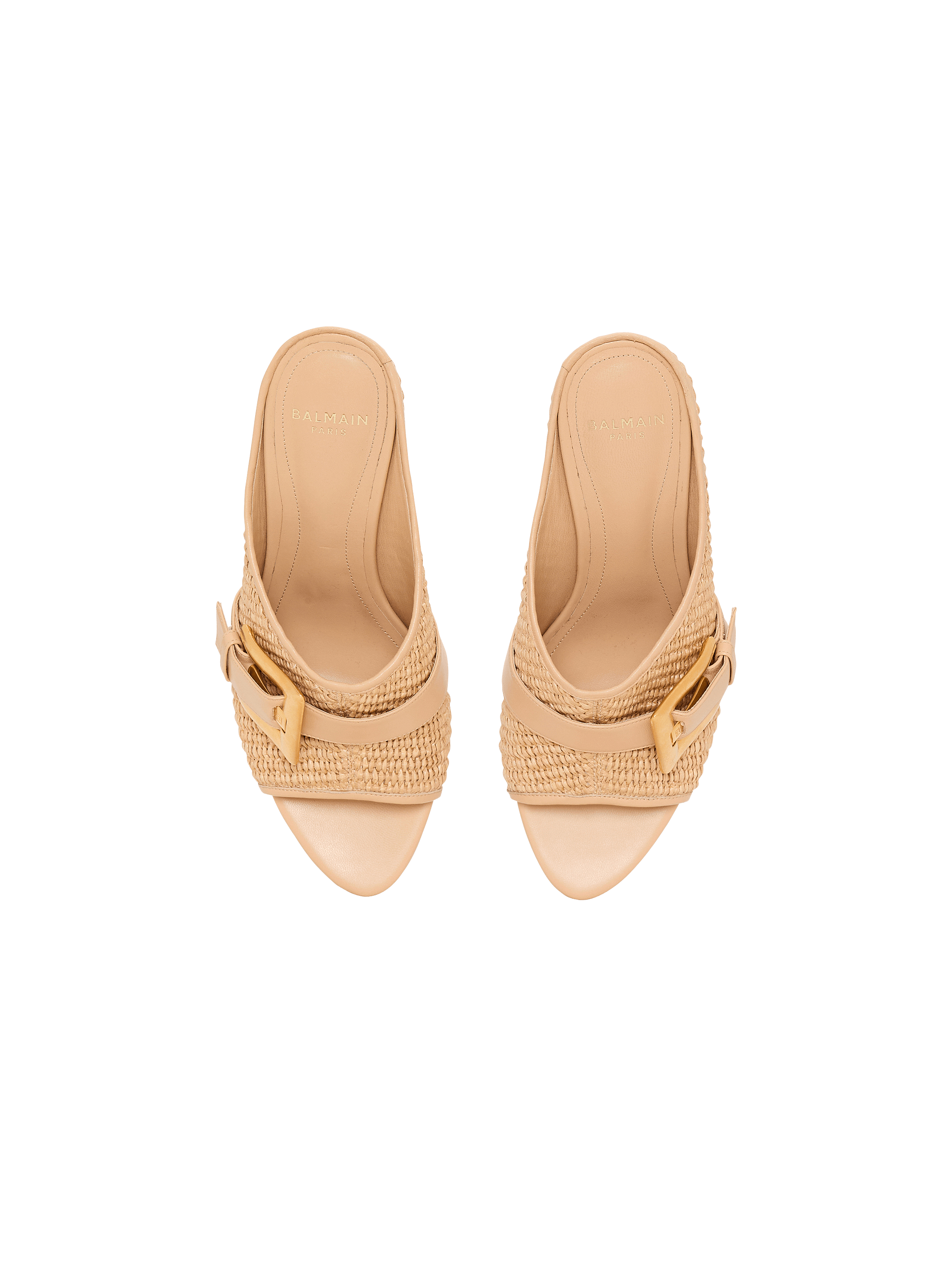 Anthem No Wedge mules in smooth leather and raffia