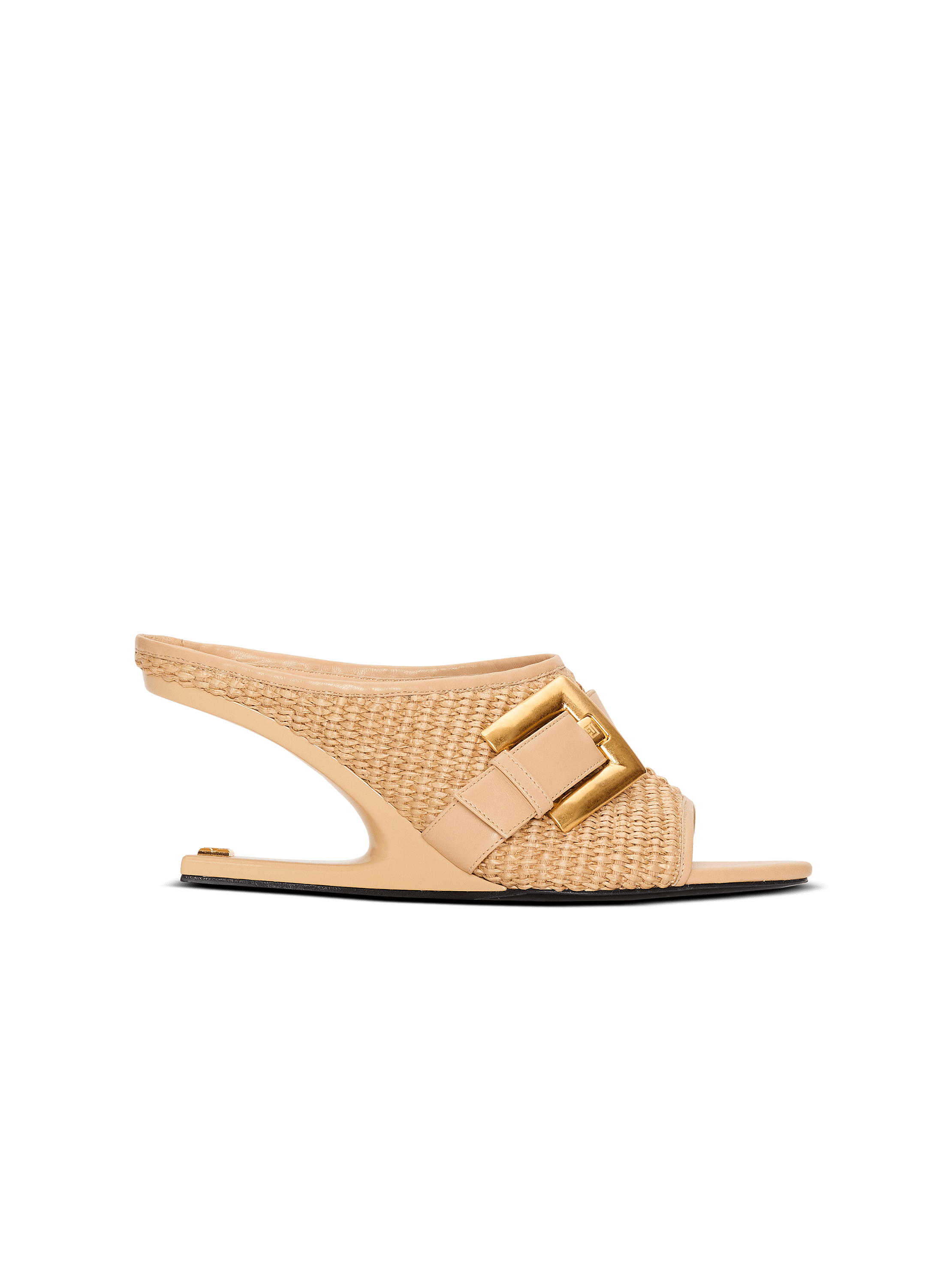 Anthem No Wedge mules in smooth leather and raffia