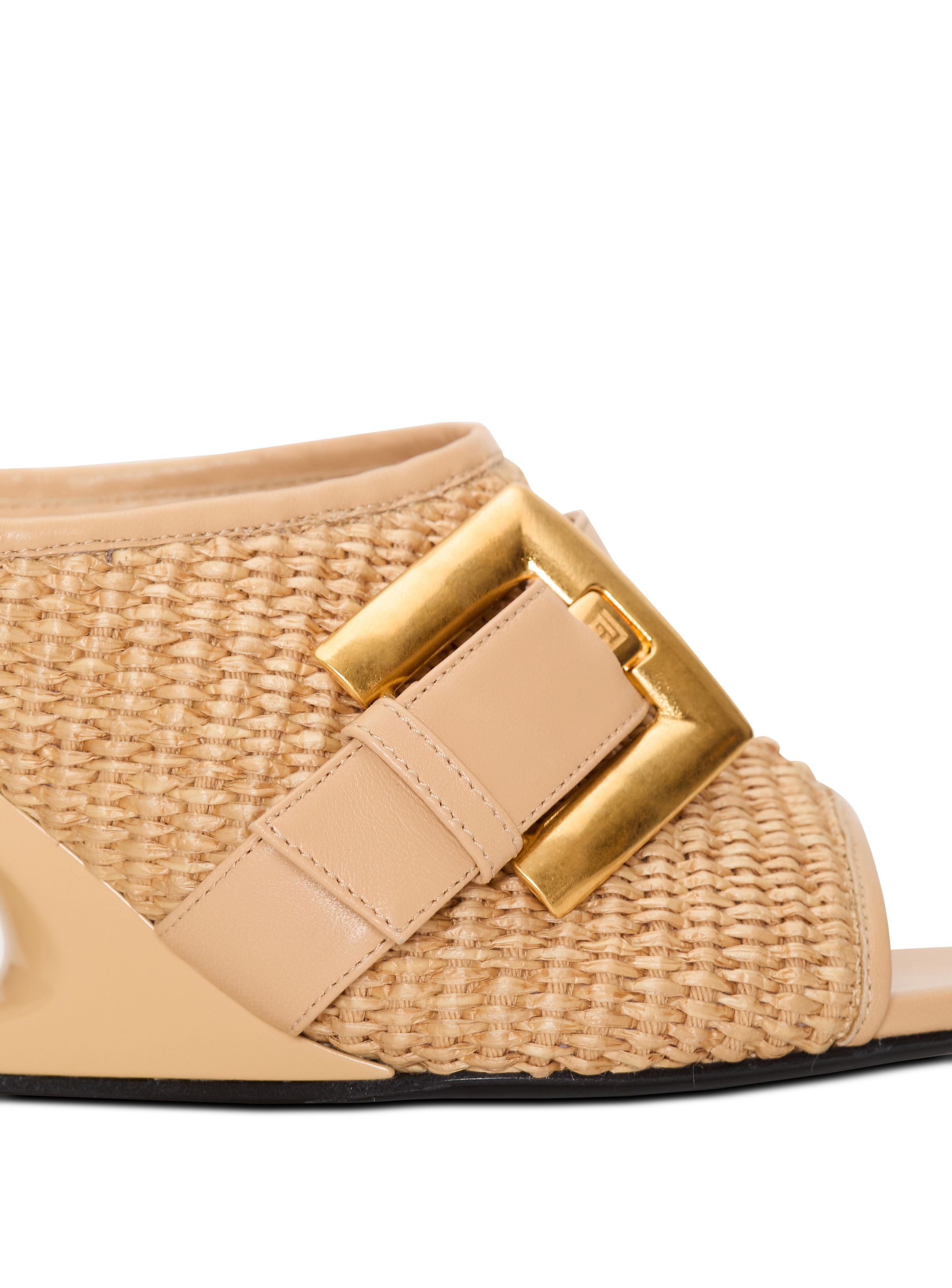 Anthem No Wedge mules in smooth leather and raffia