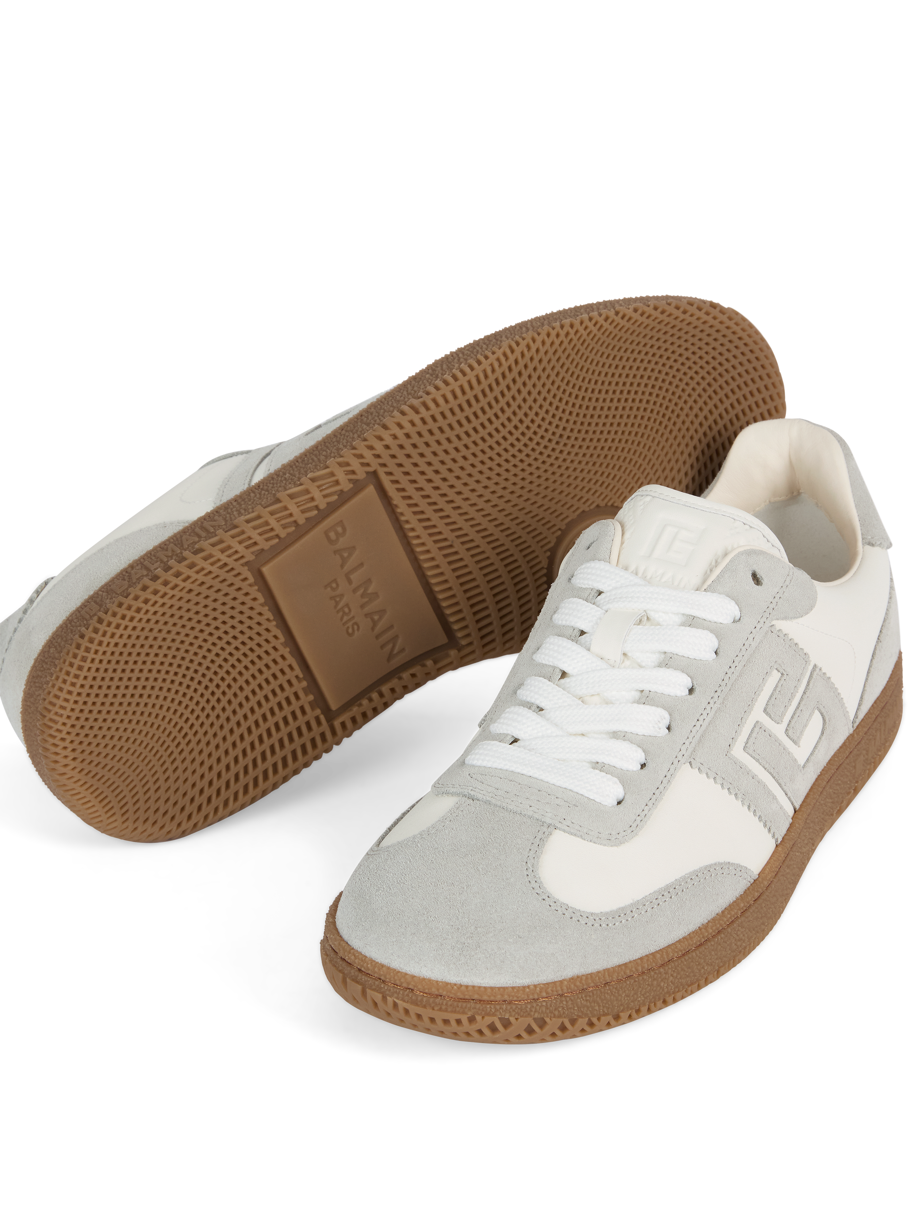 Balmain Swan trainers in smooth leather and suede