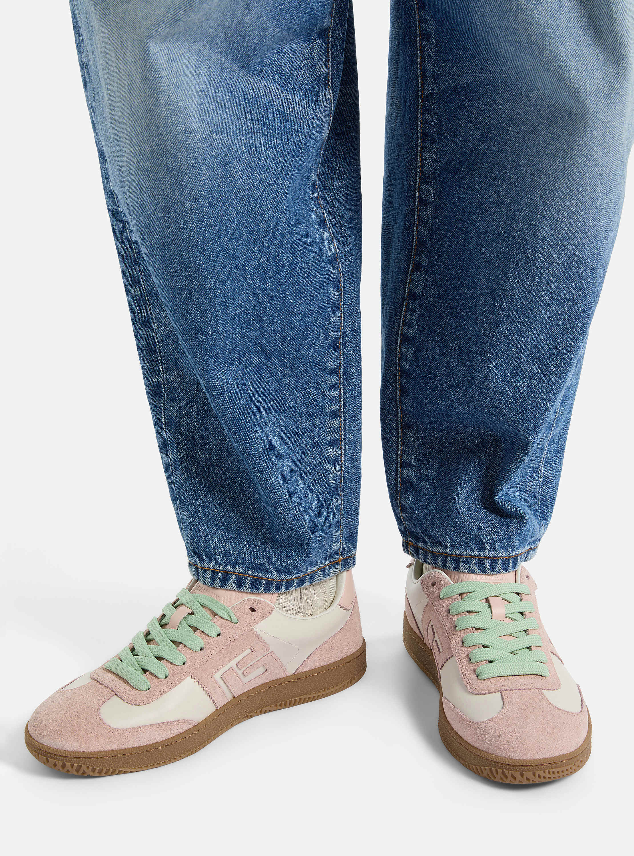 Balmain Swan trainers in smooth leather and suede