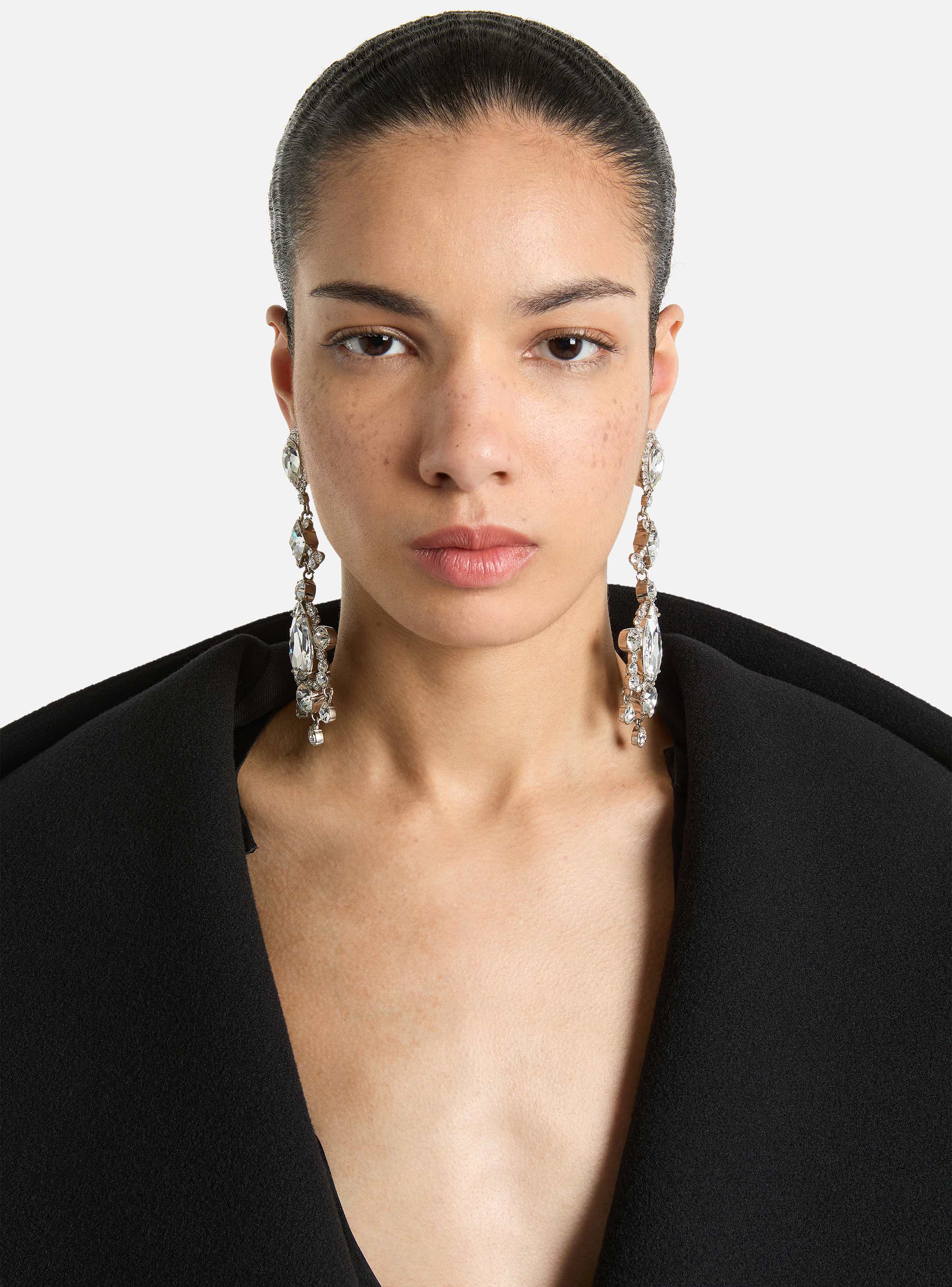 Boucles d&rsquo;oreilles pendantes en laiton et cristal