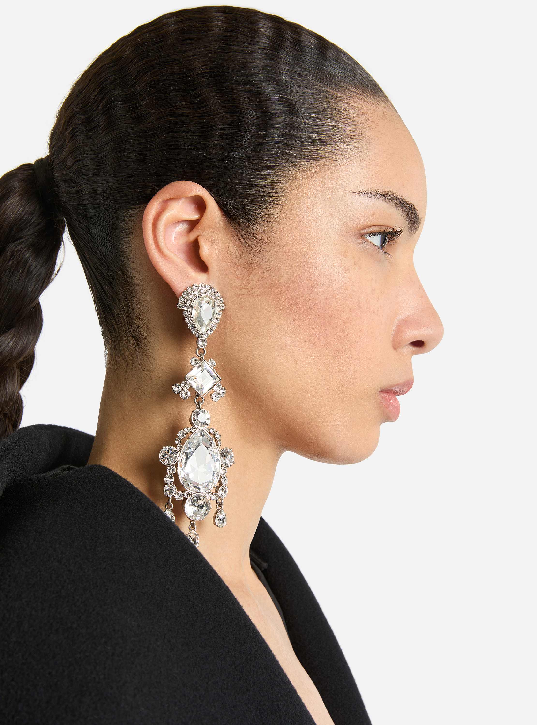 Boucles d&rsquo;oreilles pendantes en laiton et cristal