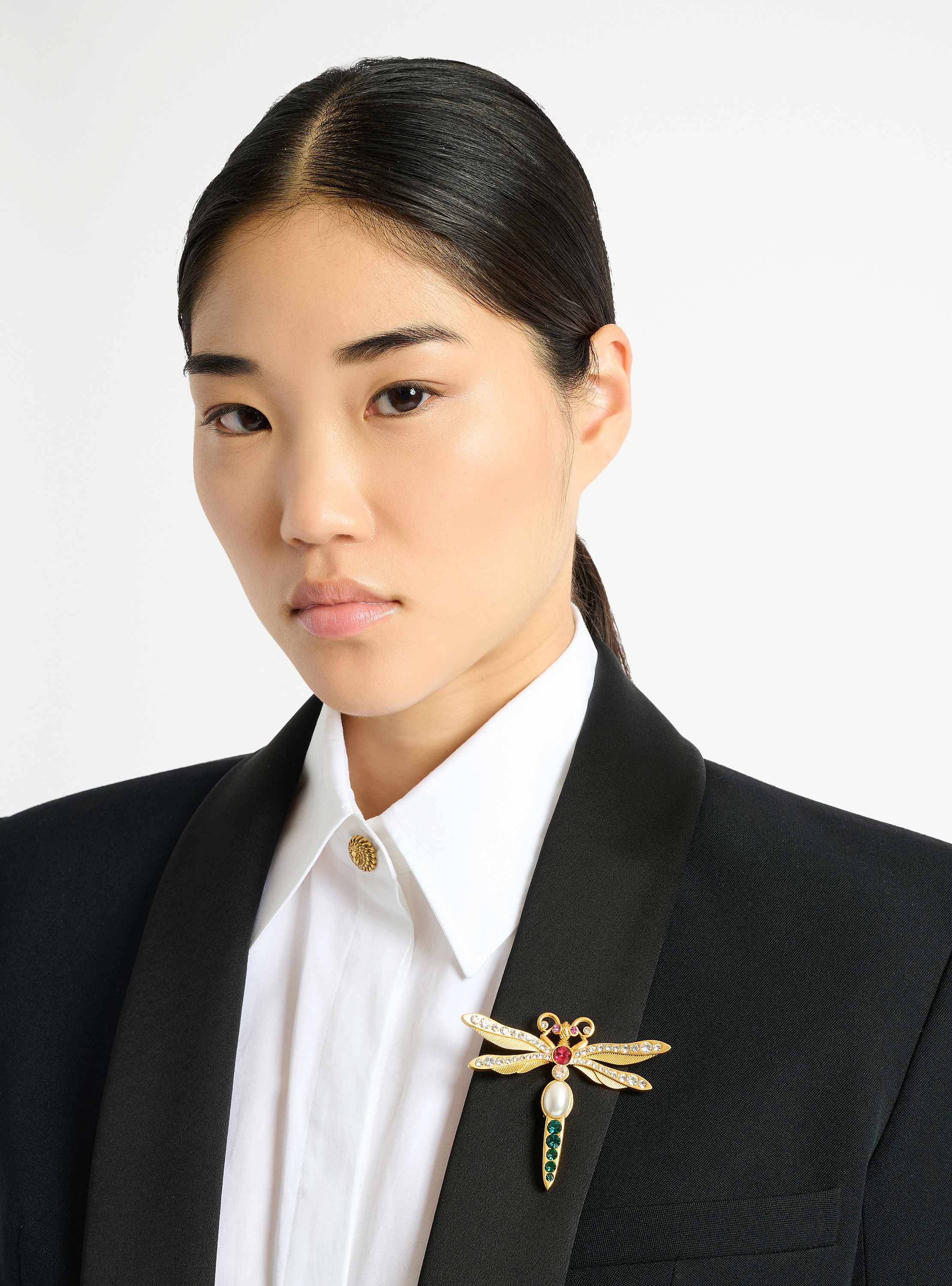 Broche Insect en laiton et cristaux