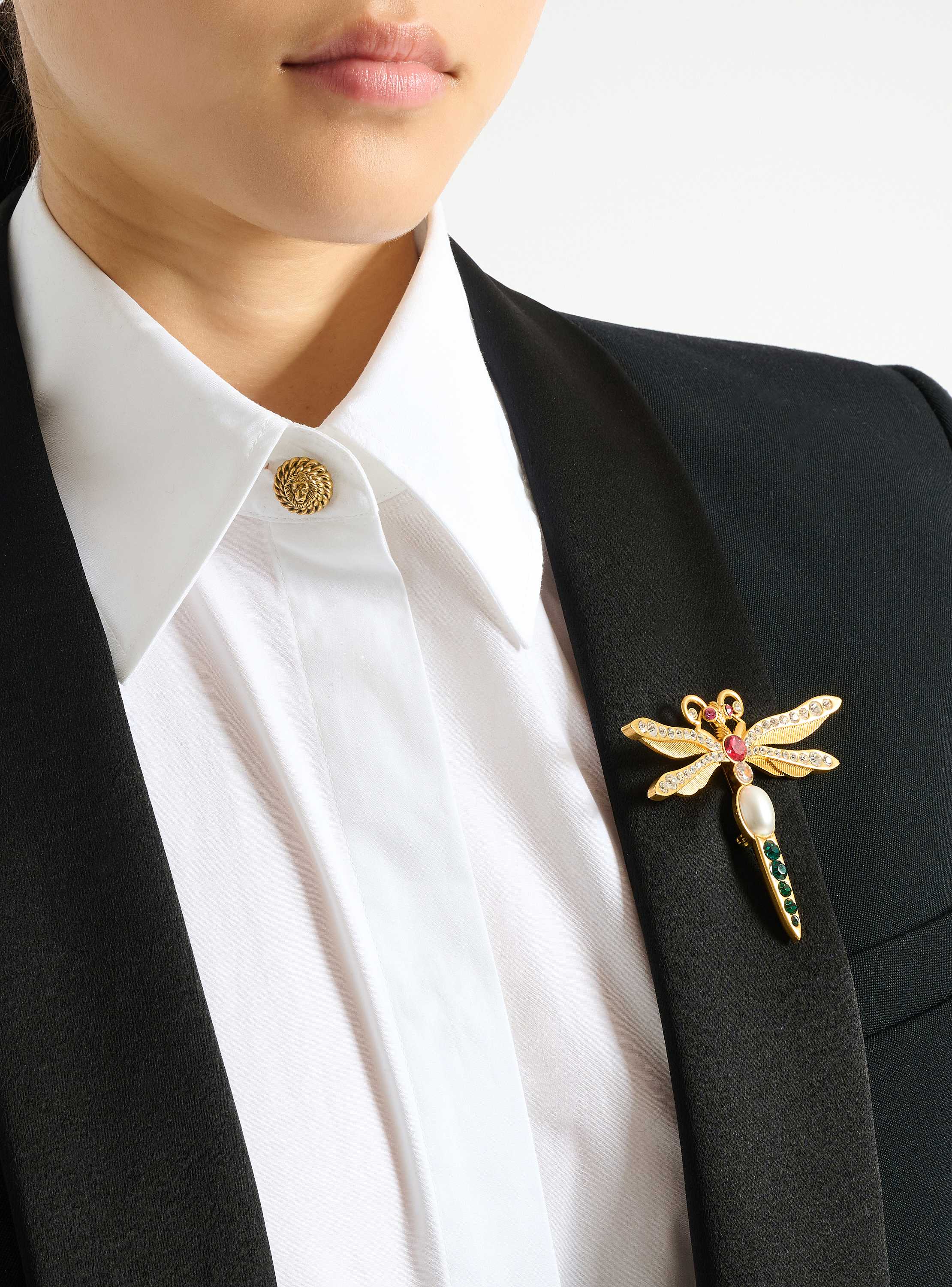 Broche Insect en laiton et cristaux