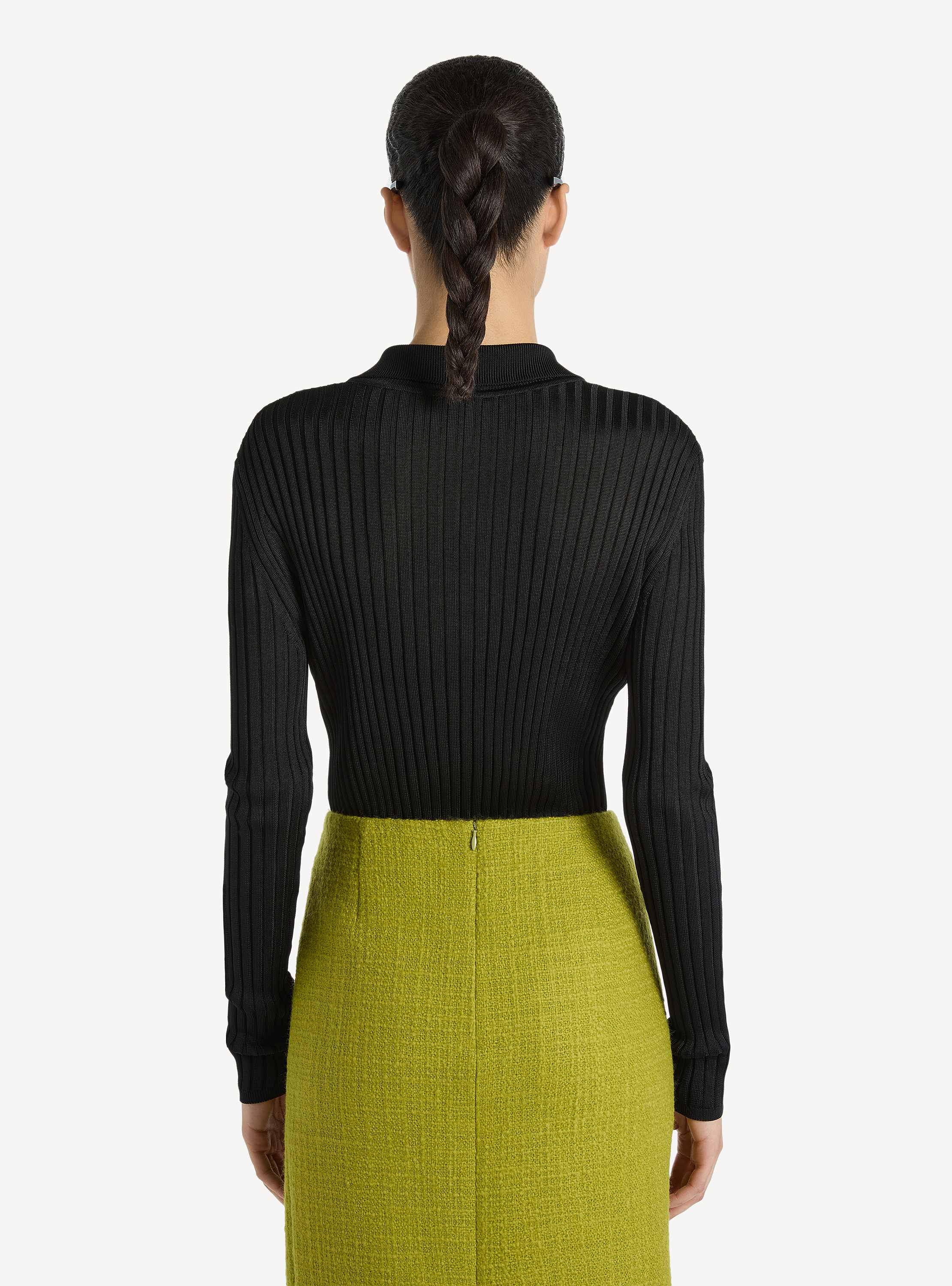 Buttoned ribbed knit cardigan