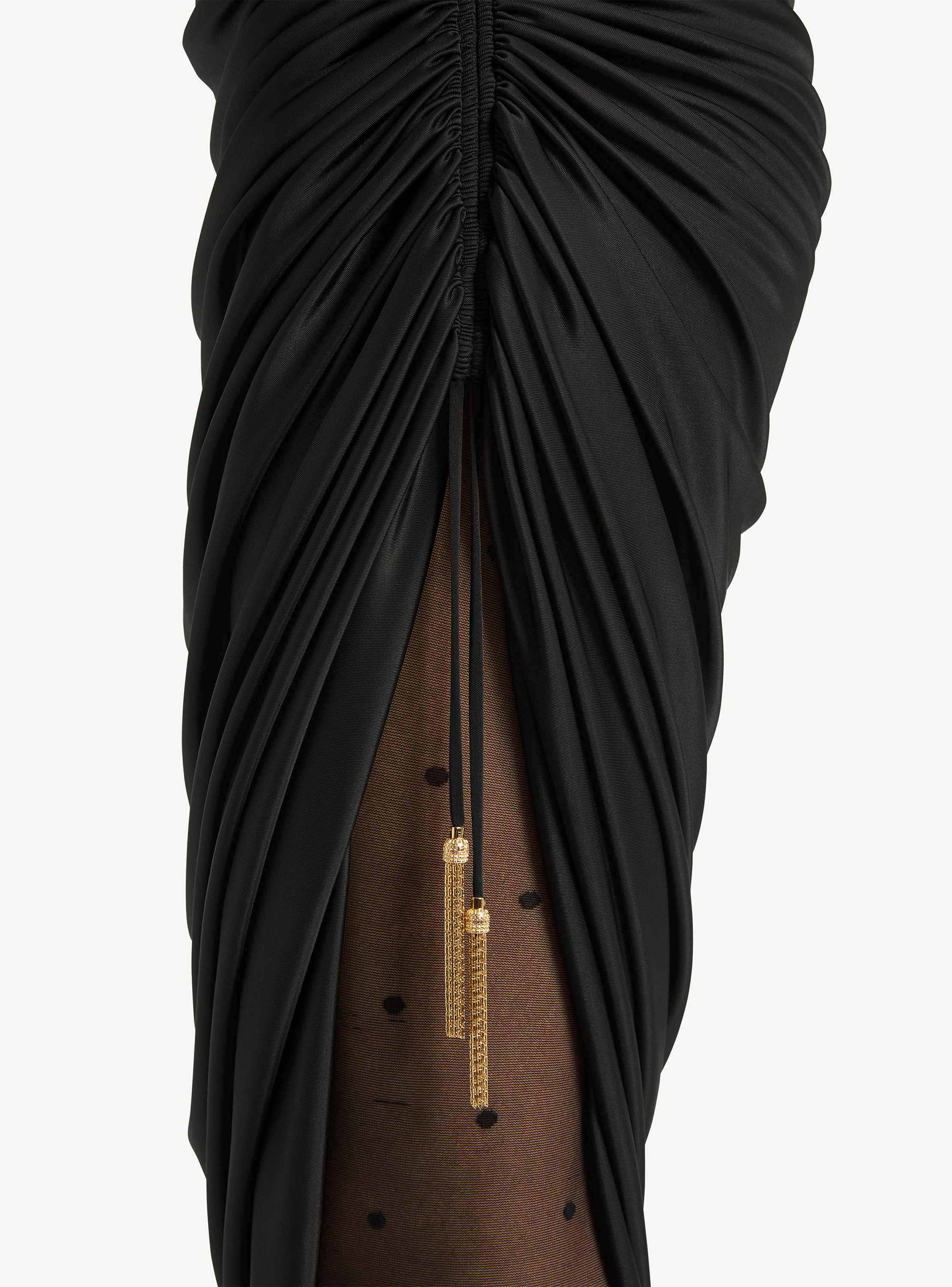 Flowing jersey midi skirt with slit