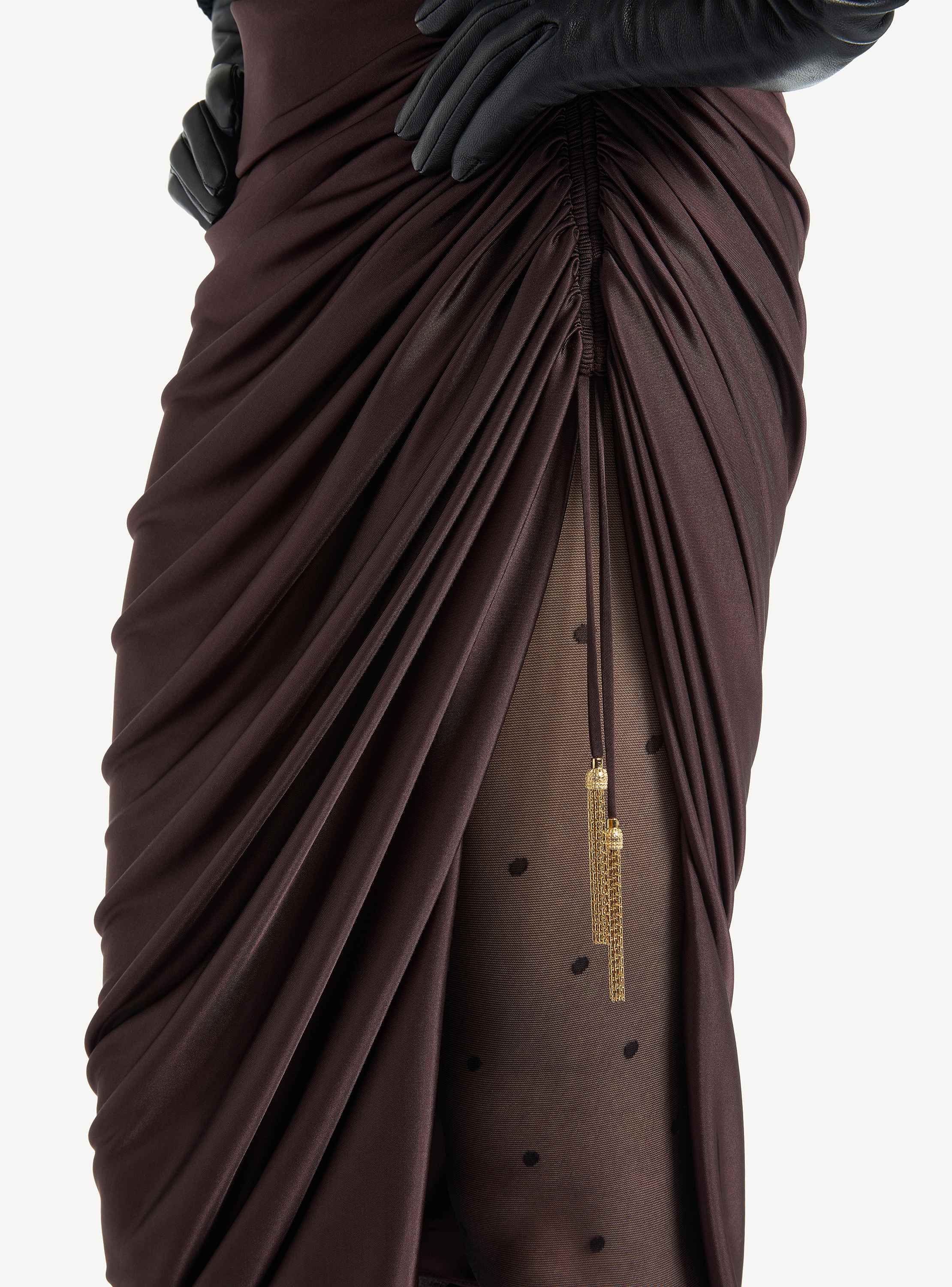 Flowing jersey midi skirt with slit