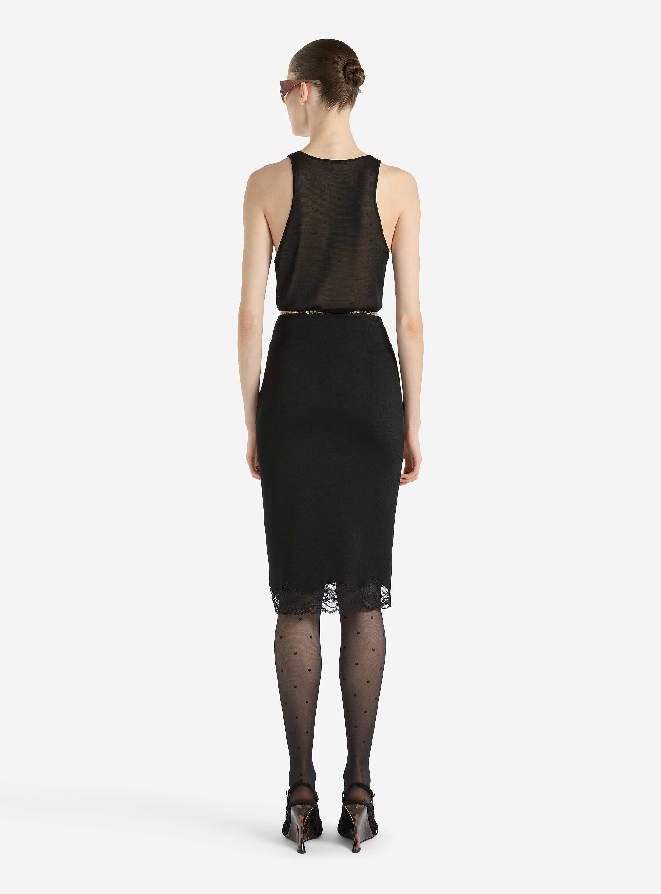 Knit midi skirt with lace