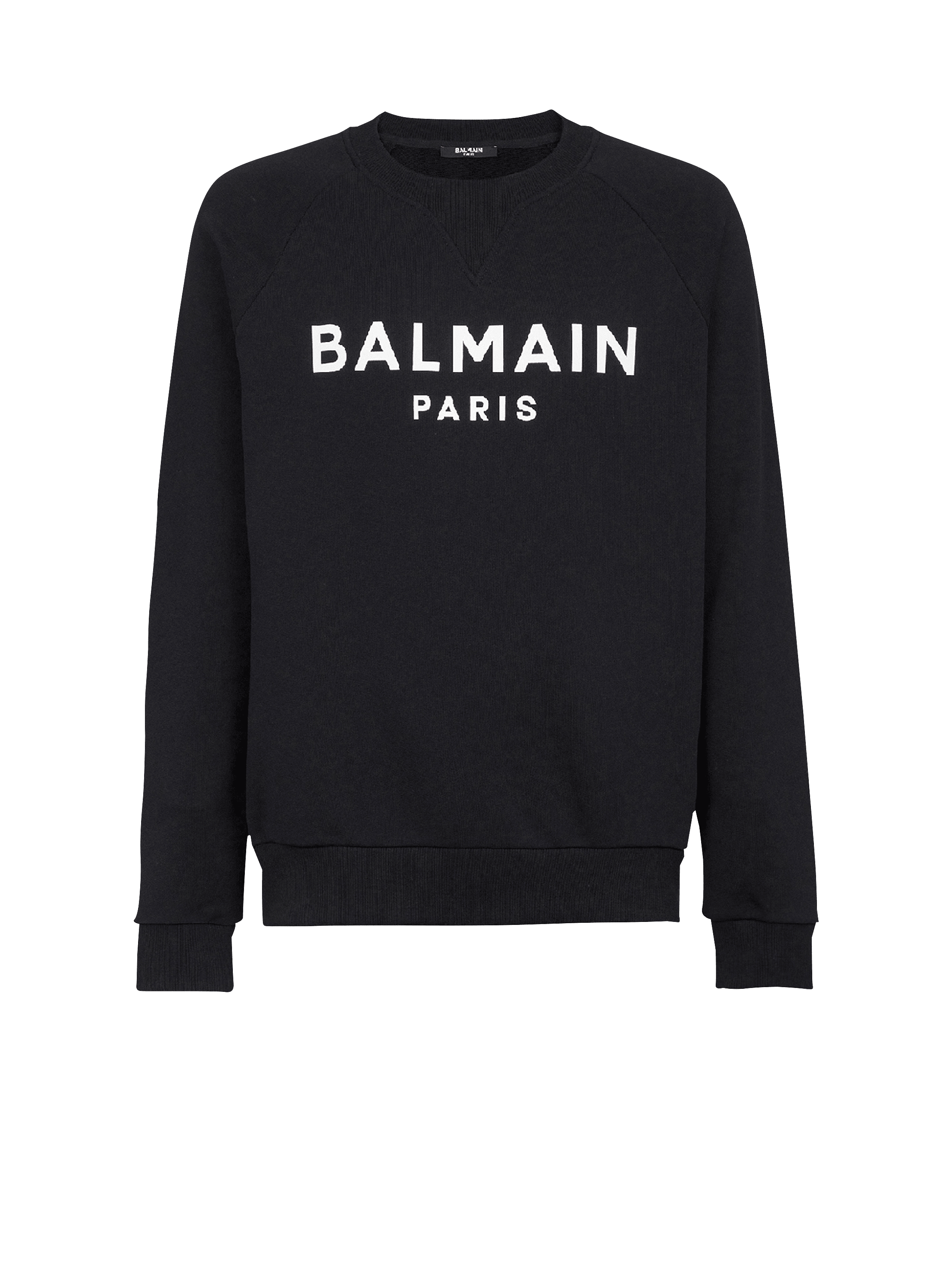 Eco-designed cotton sweatshirt with Balmain Paris metallic logo print