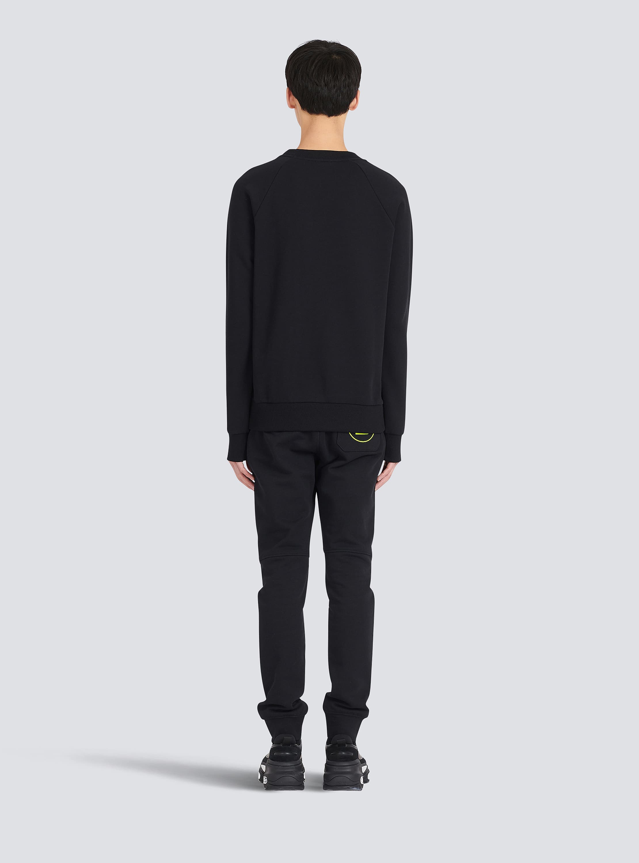 Eco-designed cotton sweatshirt with Balmain Paris metallic logo print