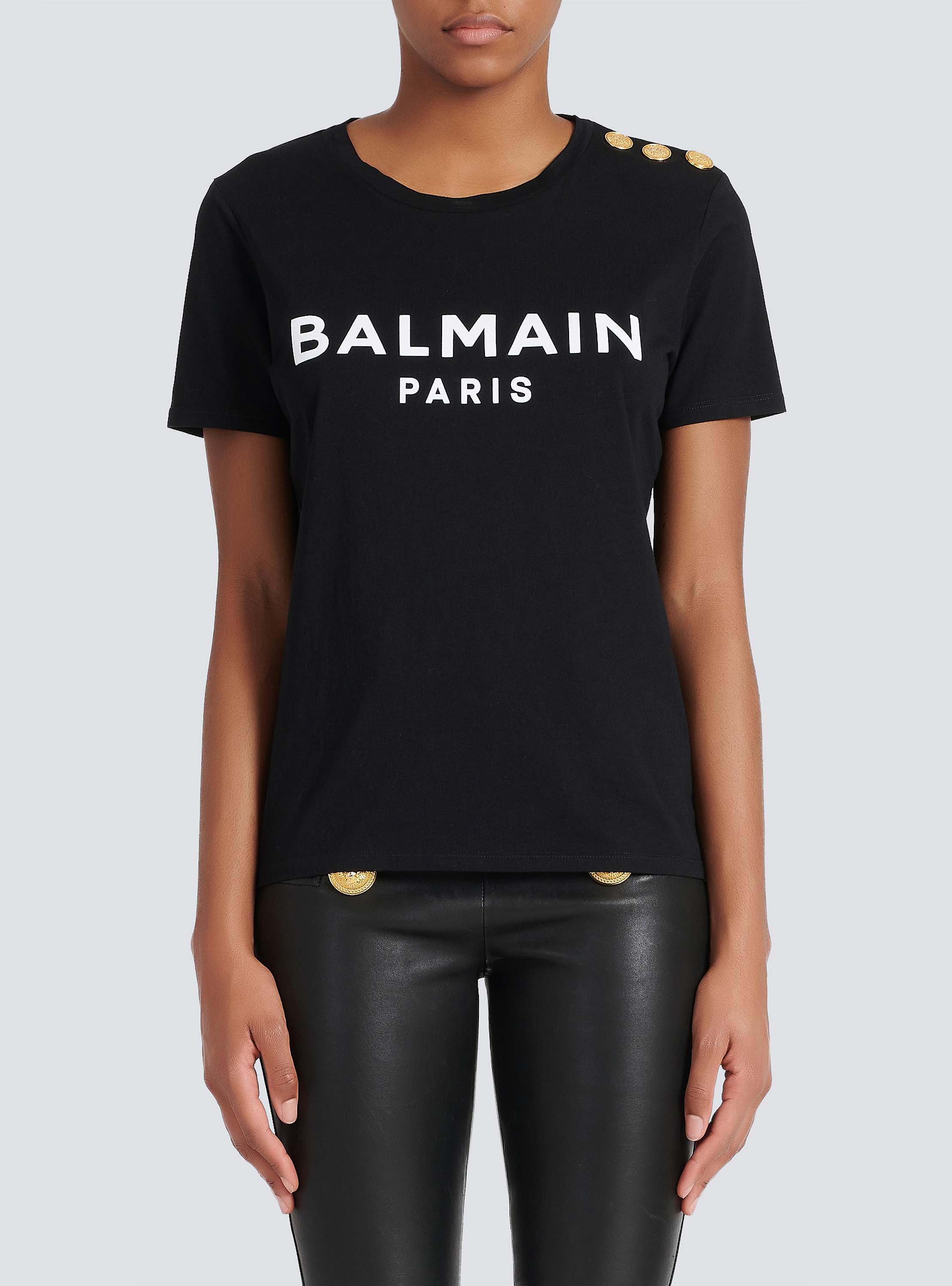 Eco-designed cotton T-shirt with Balmain logo print