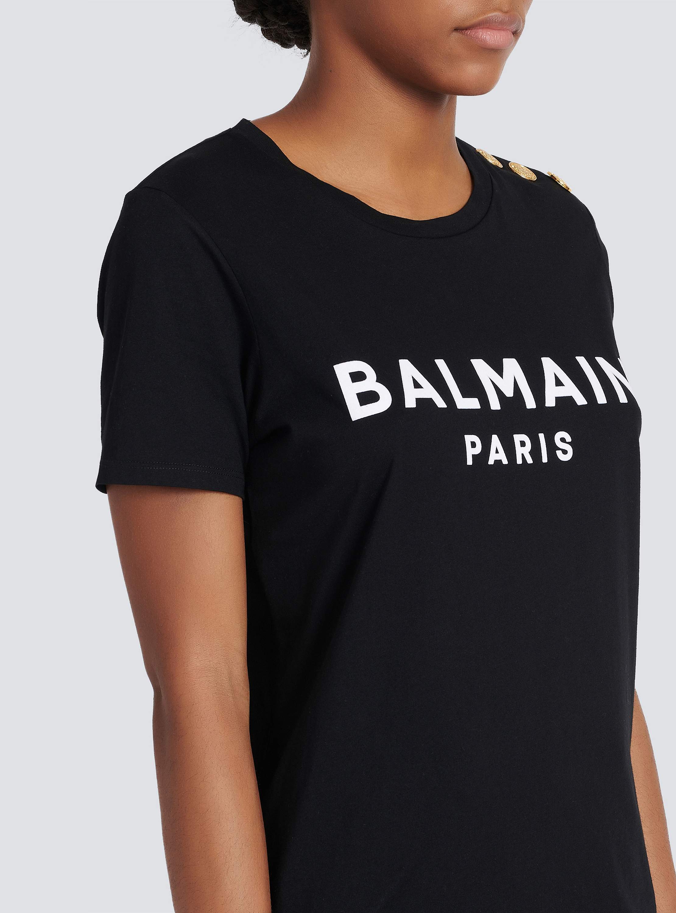 Eco-designed cotton T-shirt with Balmain logo print