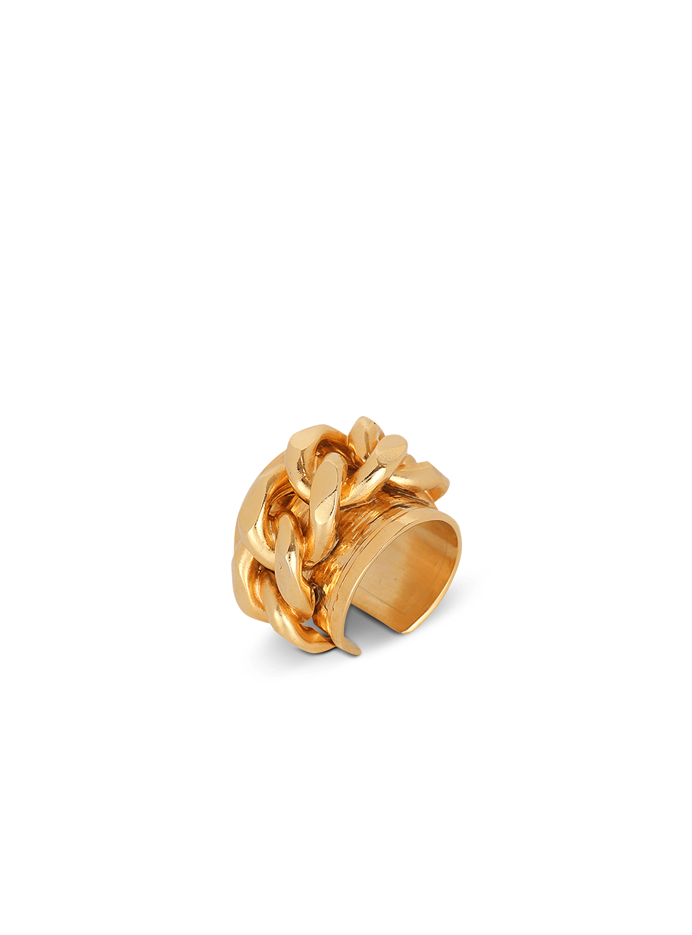 Gold-tone brass ring with chain