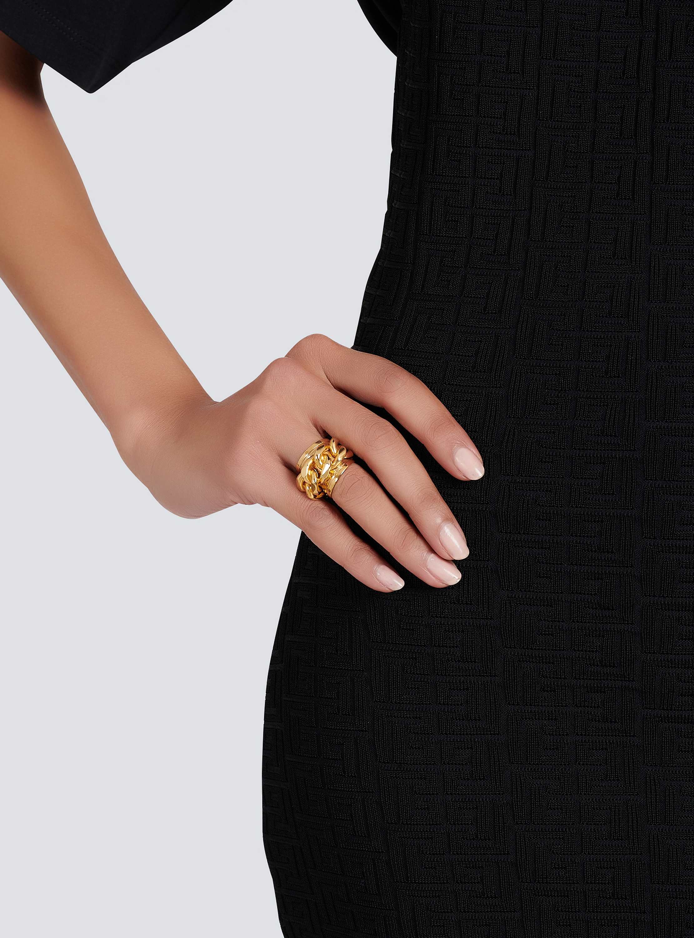 Gold-tone brass ring with chain