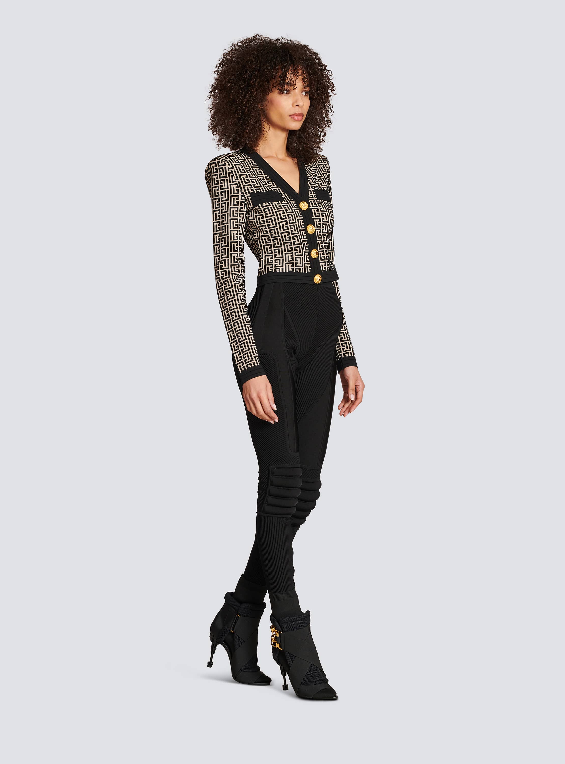 【新品】★大特価★BALMAIN　モヘアニット Monogram knit cardigan beige beige - Women | BALMAIN