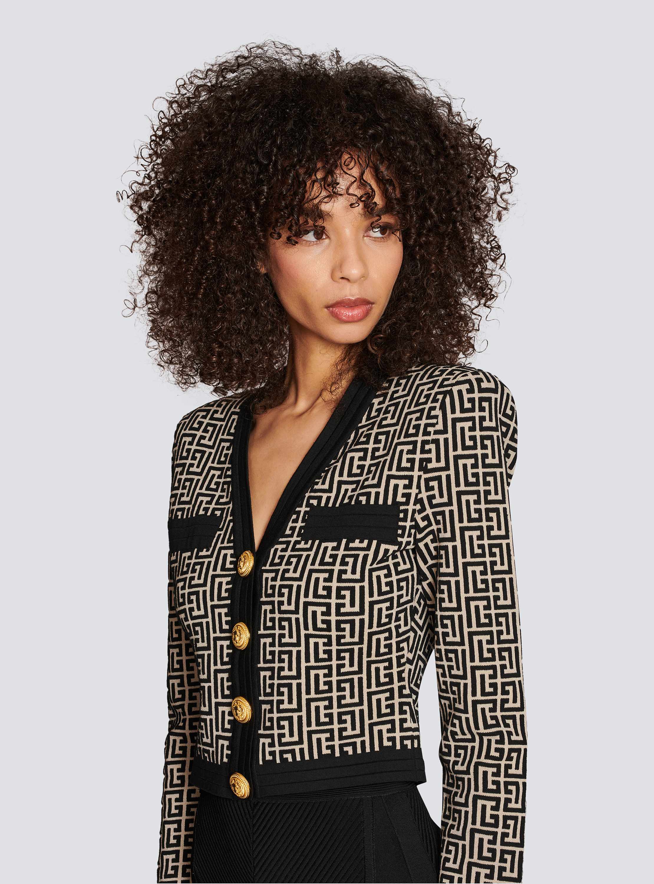 Monogram knit cardigan beige beige - Women | BALMAIN