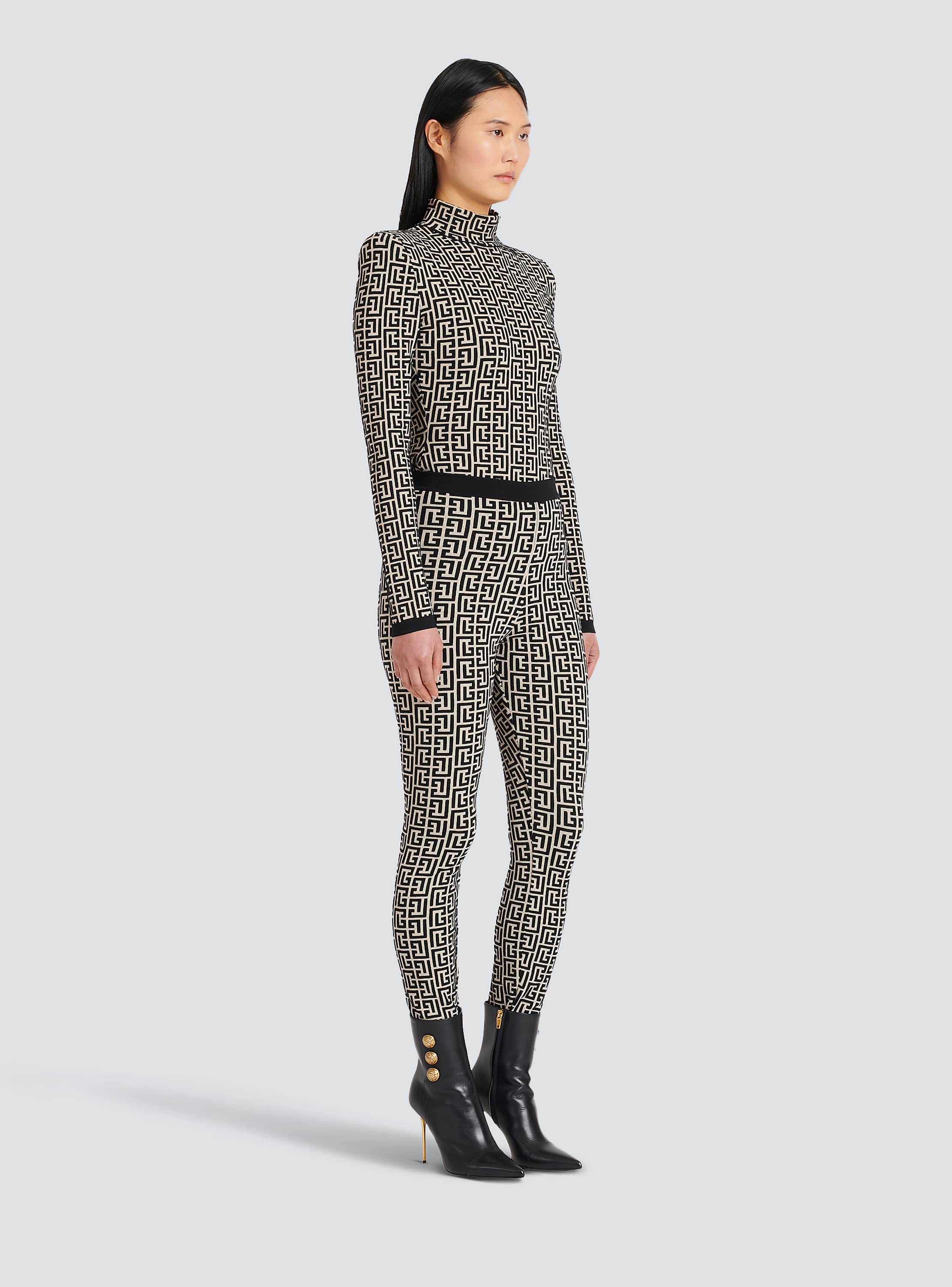 【送料&関税込】Balmain Knit Leggings Knit leggings with monogram - Women | BALMAIN