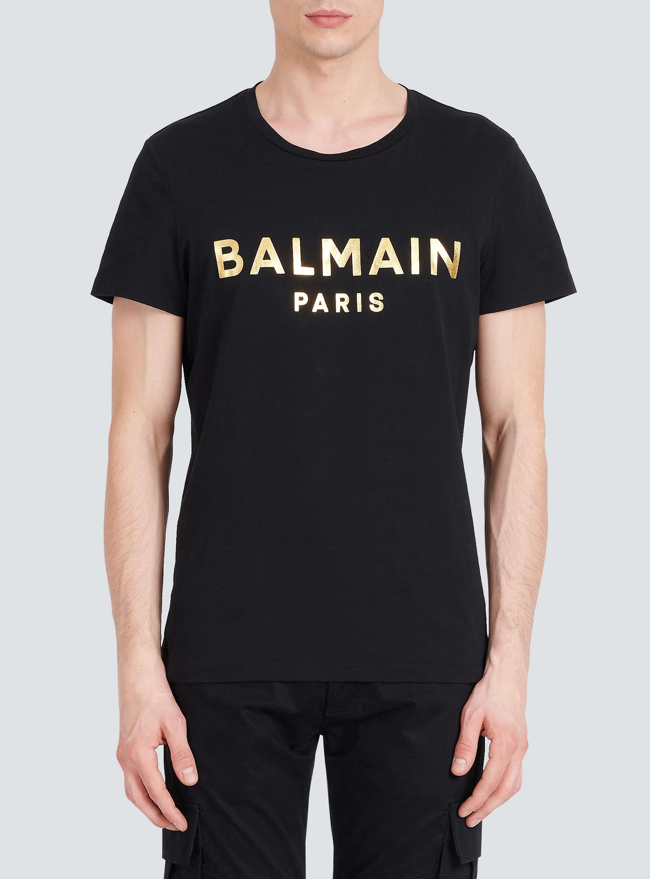 【BALMAIN】パリ ロゴ プリント コットン Tシャツ コットン Tシャツ Balmain Parisロゴプリント - Men | BALMAIN