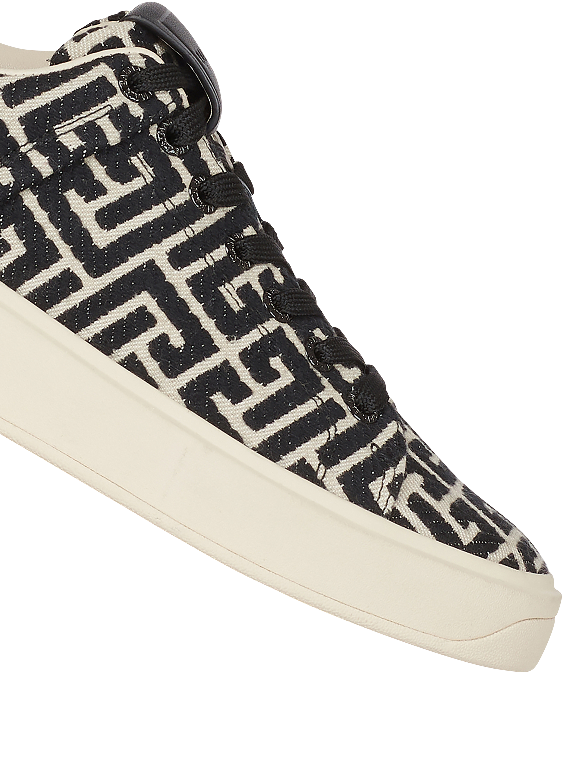 Monogram jacquard B-Court sneakers white - Men | BALMAIN