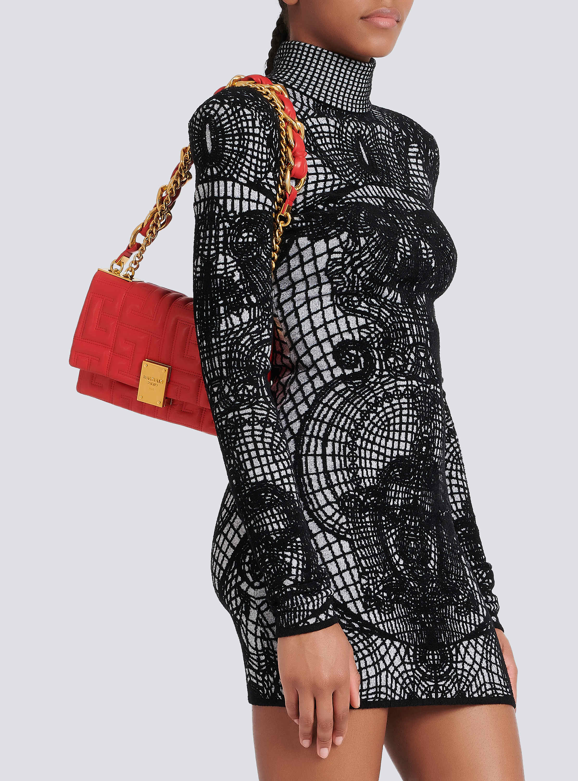 1945 Soft small bag in quilted leather red - Women | BALMAIN