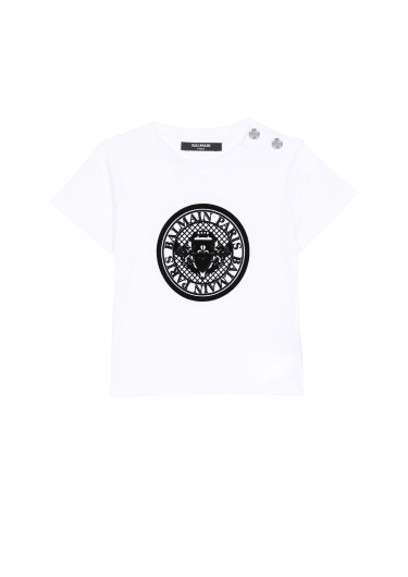 T-shirt in cotone con medaglione Balmain