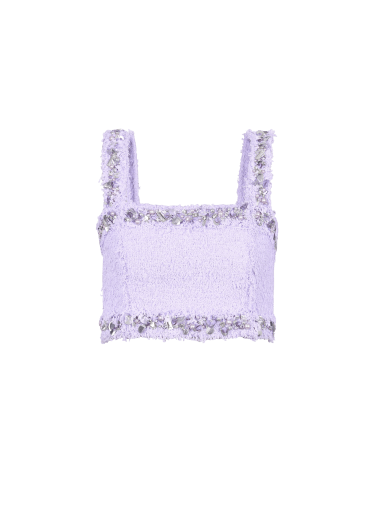 Tweed bra top with embroidered details