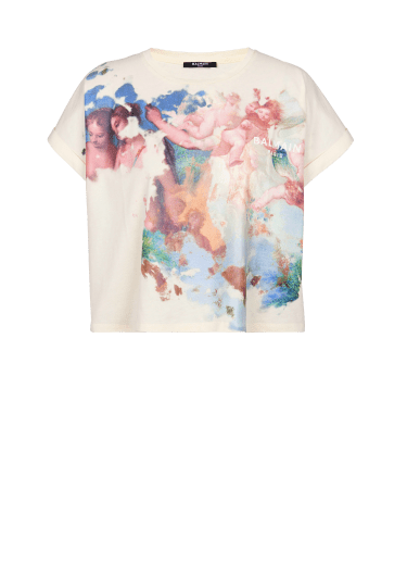 Kurzes T-Shirt mit Pastell-Print
