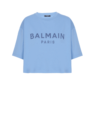 Cropped printed Balmain logo T-shirt