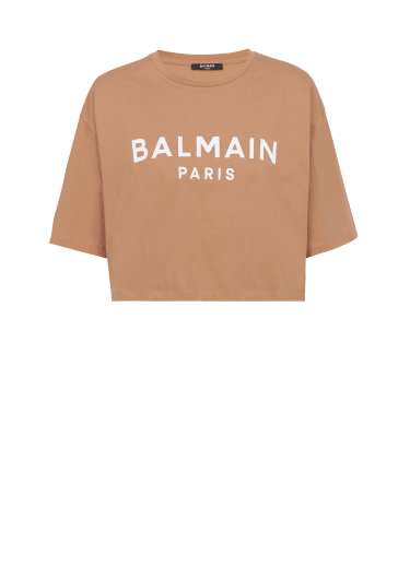 Kurzes T-Shirt mit Balmain Logo-Print