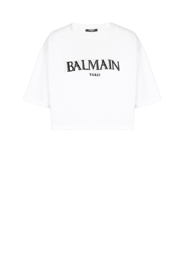 T-shirt court à logo Balmain romain en gomme