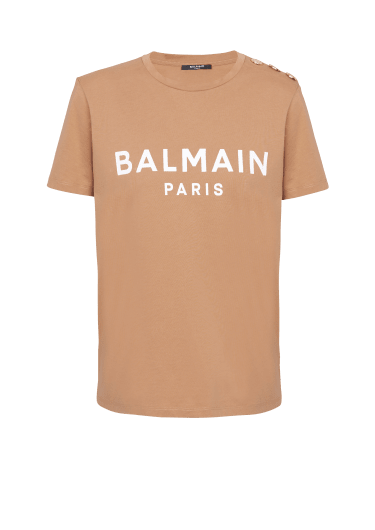 T-shirt con bottoni e logo Balmain stampato
