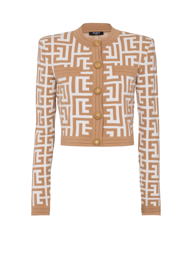 Cardigan corto in maglia con maxi monogramma