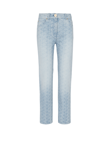 Monogrammed straight-cut denim jeans