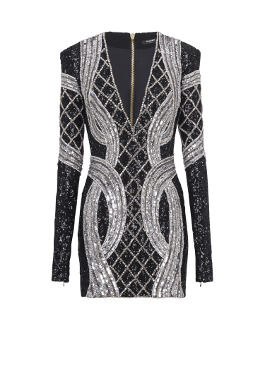 Short silver embroidered dress