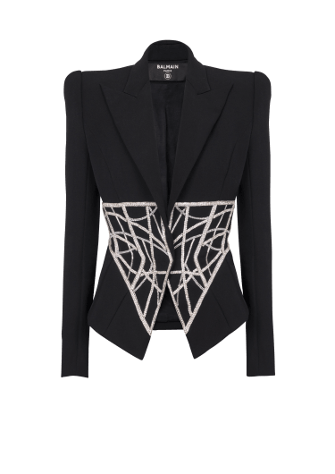 Embroidered slim-fit grain de poudre jacket