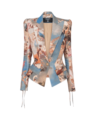 Slim-fit Sky printed canvas jacket