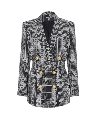 모노그램 프린트 숄 칼라 재킷