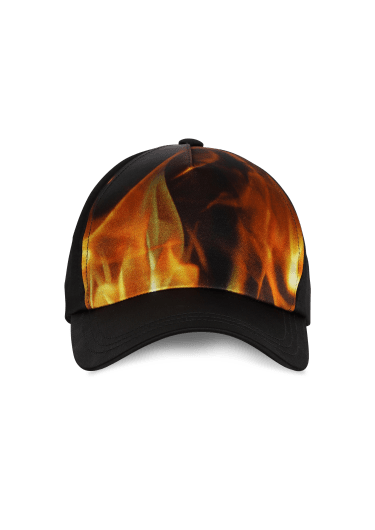 Cappellino in raso con stampa Fire