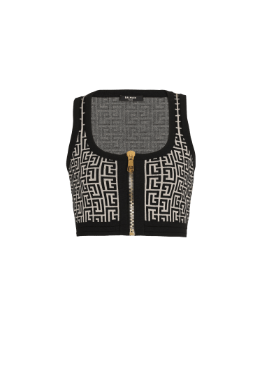 Knit crop top with Balmain monogram