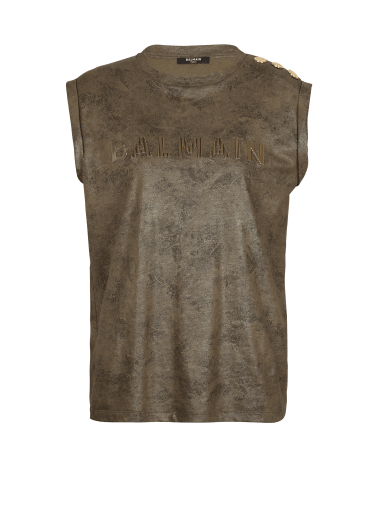 T-shirt in cotone ecosostenibile con logo Balmain stampato
