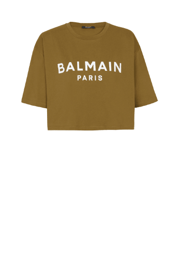 T-shirt court en coton éco-responsable imprimé logo Balmain